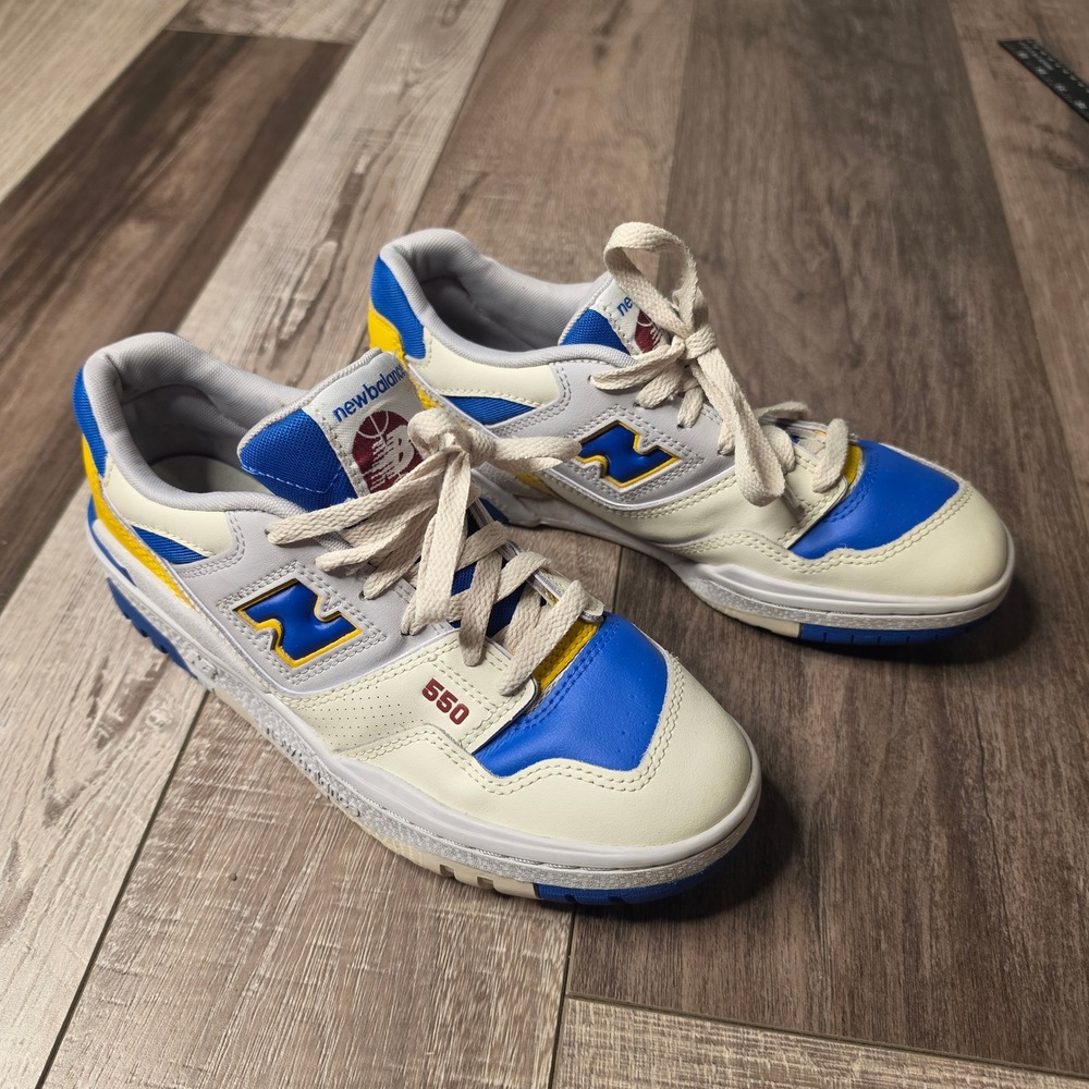 New Balance 550 Kids 6.5 Blue Yellow White Excellent GSB550KY Basketball Shoes